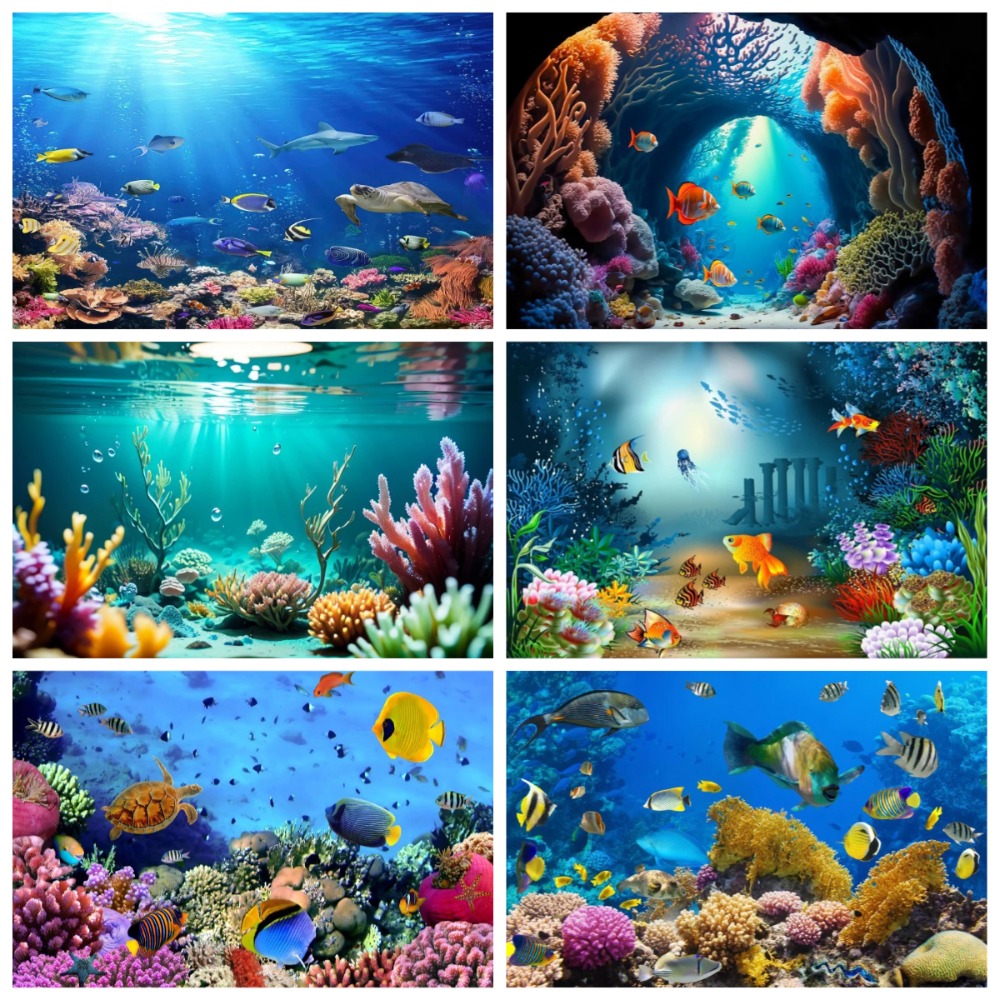 Aquarium Fish World - Fondo Fotográfico con Temática de Acuario,