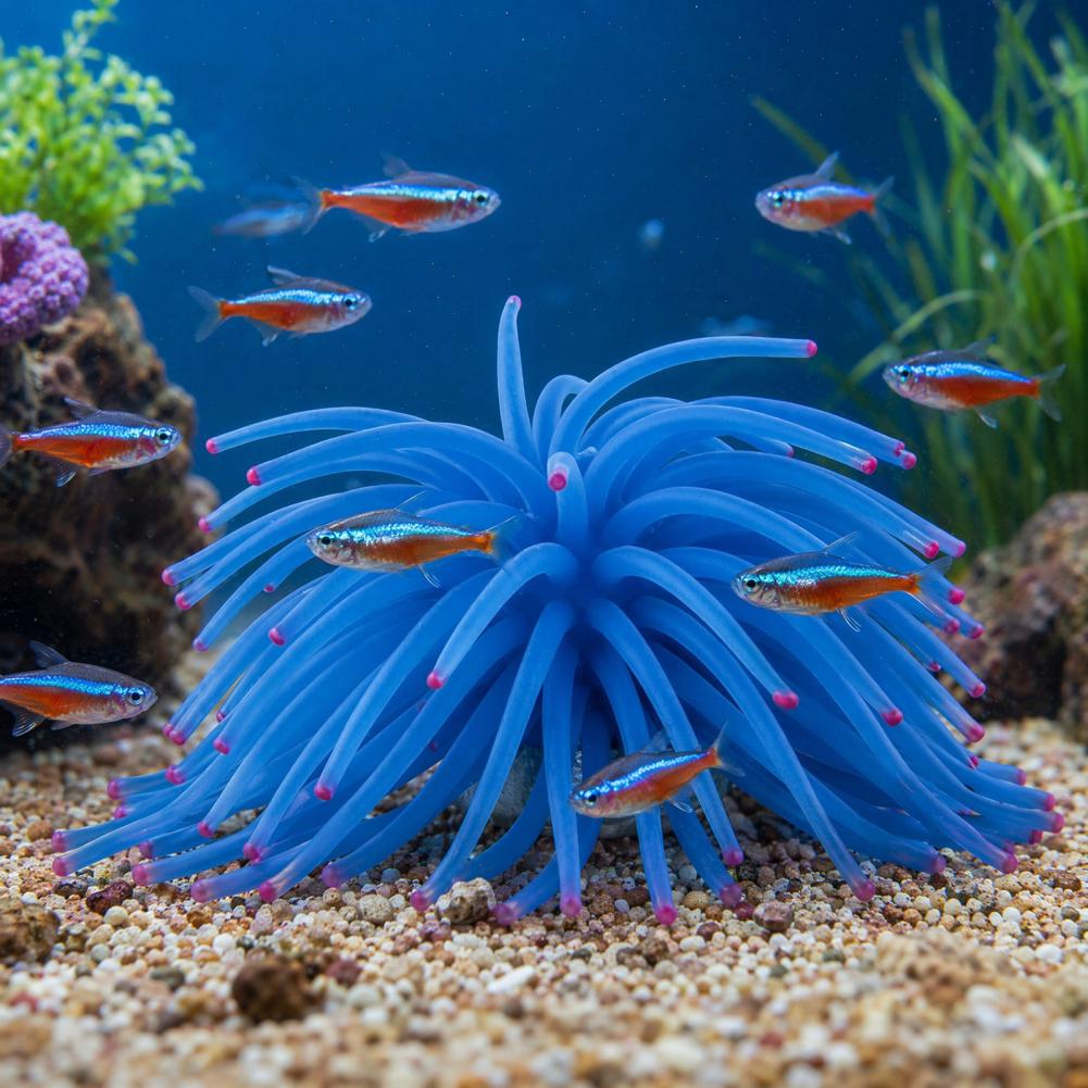Aquarium Fish Accessories - Adorno de Silicona para Pecera, Anémona
